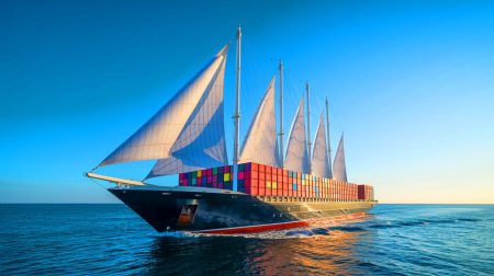 “Behold the Mighty Sea Titan”: this colossal 300-feet-long wind-powered containership marks an unprecedented leap in sustainable maritime innovation
