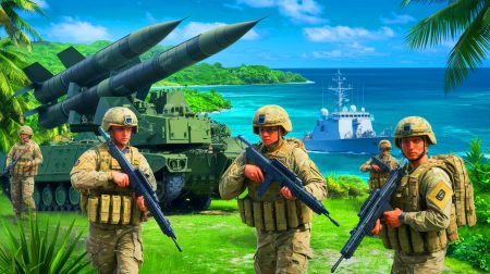 Illustration of US-Philippine joint military exercises highlighting missile deployments against regional tensions (AI-generated, non-realistic illustration). Credit: Ideogram.