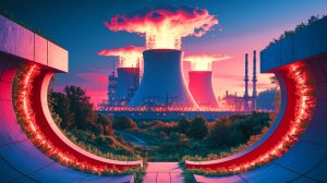 Illustration of concrete exhibiting self-repairing properties under nuclear radiation (AI-generated, non-realistic illustration). Credit: Ideogram.