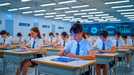 Illustration of China's measures to combat AI-related cheating during exams (AI-generated, unrealistic). Credit: Ideogram.