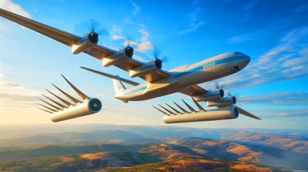 Illustration of WindRunner aircraft transporting wind turbines to remote areas (AI-generated, unrealistic). Credit: Ideogram.
