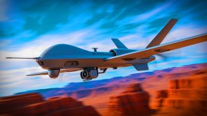 Illustration of the MQ-20 Avenger drone demonstrating advanced autonomous capabilities in military technology (AI-generated, unrealistic). Credit: Ideogram.