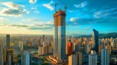 Illustration of the world's tallest residential tower planned to rise over 1,640 feet in Santa Catarina, Brazil, as an artificial illustration.