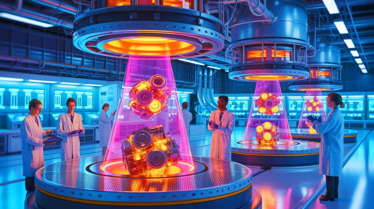 Les Chercheurs Accusent: The US Ignored Fusion Potential, Wasting 2 Kilograms of Tritium Annually Illustration of scientists developing a method to recycle nuclear waste into tritium for fusion energy.