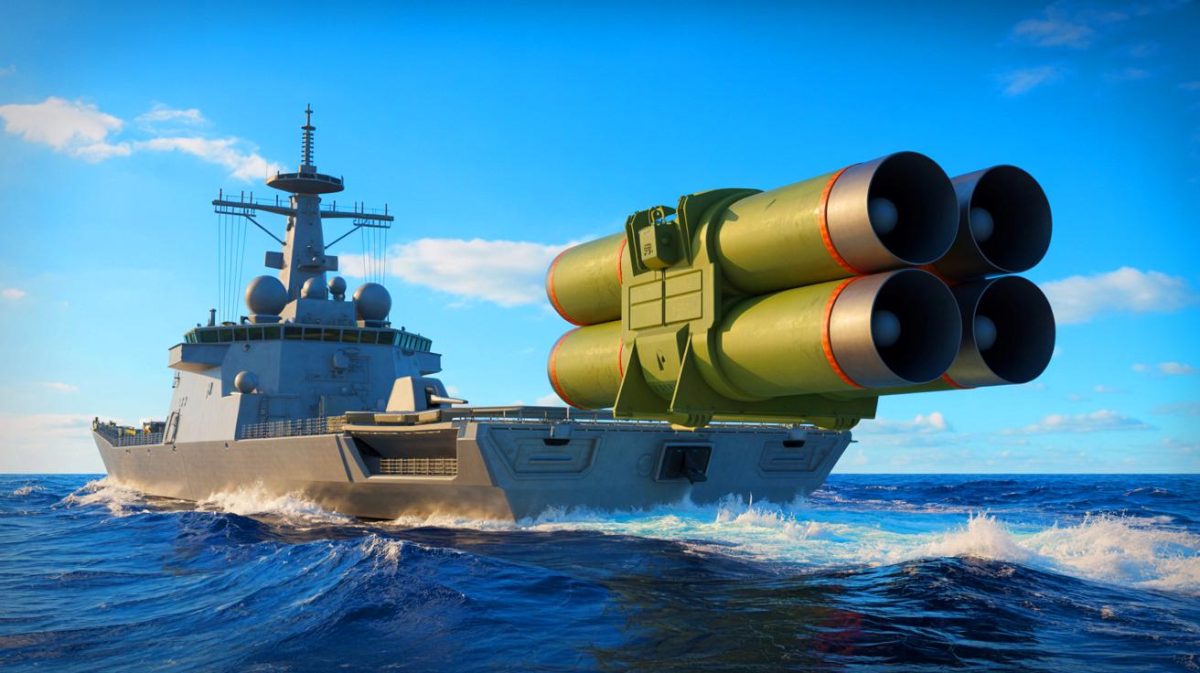 Illustration of the Joint Air-to-Ground Missile (JAGM) and Quad Launcher system enhancing U.S. naval defense capabilities.