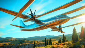 Illustration of the WindRunner cargo aircraft designed for transporting wind turbines to remote locations.