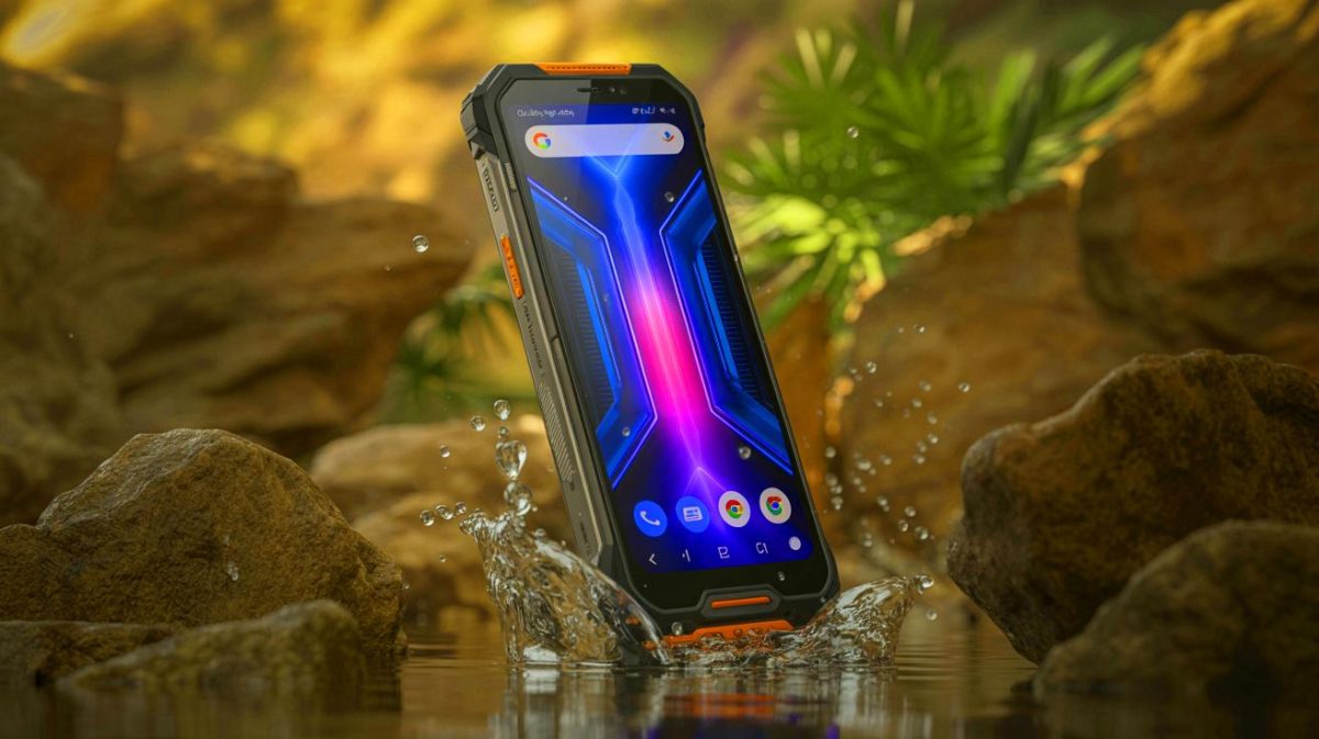 Illustration of the Ulefone Armor 33 Pro showcasing its rugged design and dual-screen functionality.