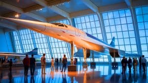 Illustration of the Concorde supersonic aircraft recognized as a historical monument.