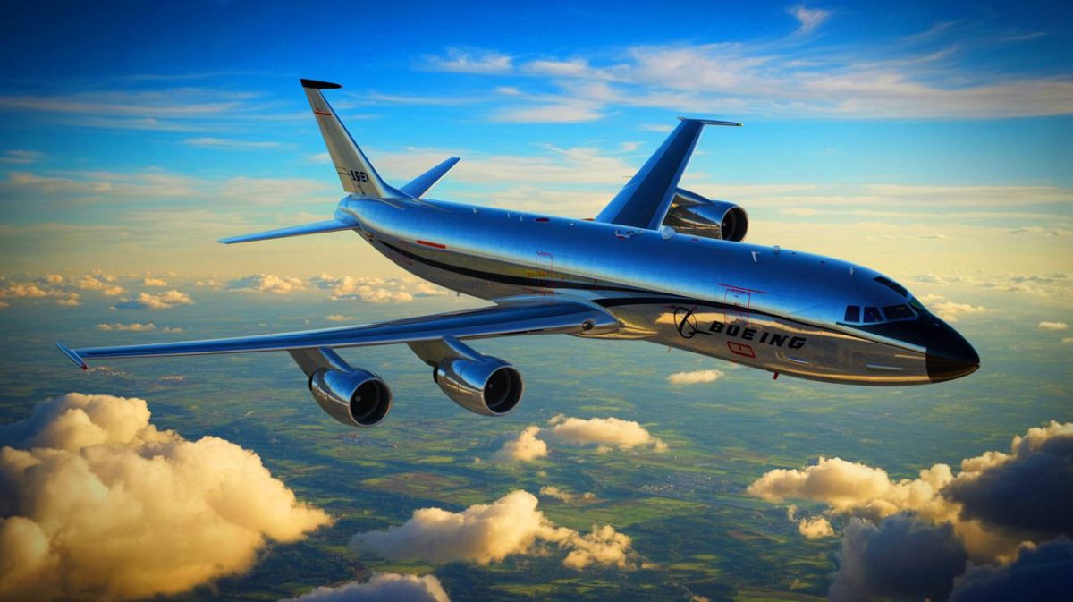 Illustration of the Boeing E-6 Mercury flying over Europe as a symbol of strategic military presence.