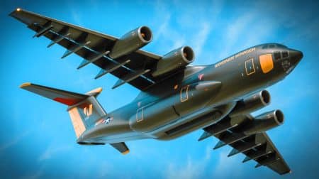 Illustration of the WindRunner aircraft revolutionizing military logistics with its unprecedented cargo capacity and operational capabilities.