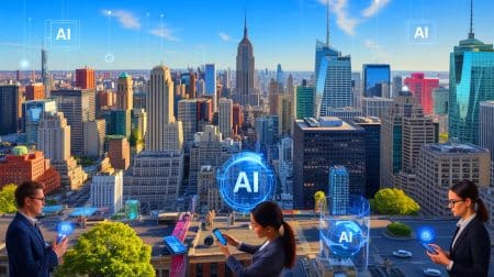 Illustration of the integration of AI technology into the American economy.