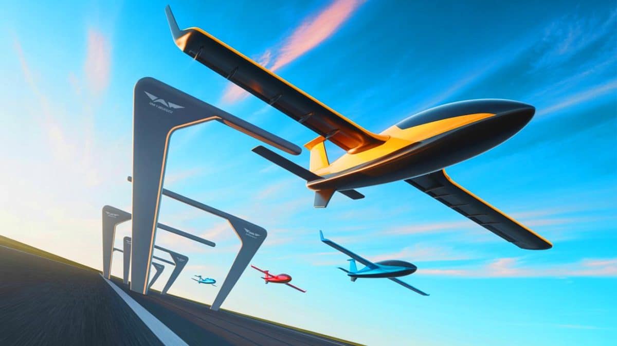 “This Electric Air Race Changes Everything: Prepare for a Shock as It Flies Over Your City” Illustration of Jetson Air Games Featuring Electric Aircraft Racing.